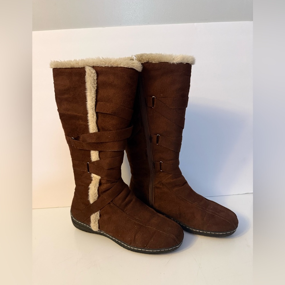 Silhouette Brown Faux Suede Tall Wide Calf Boots - Size 10